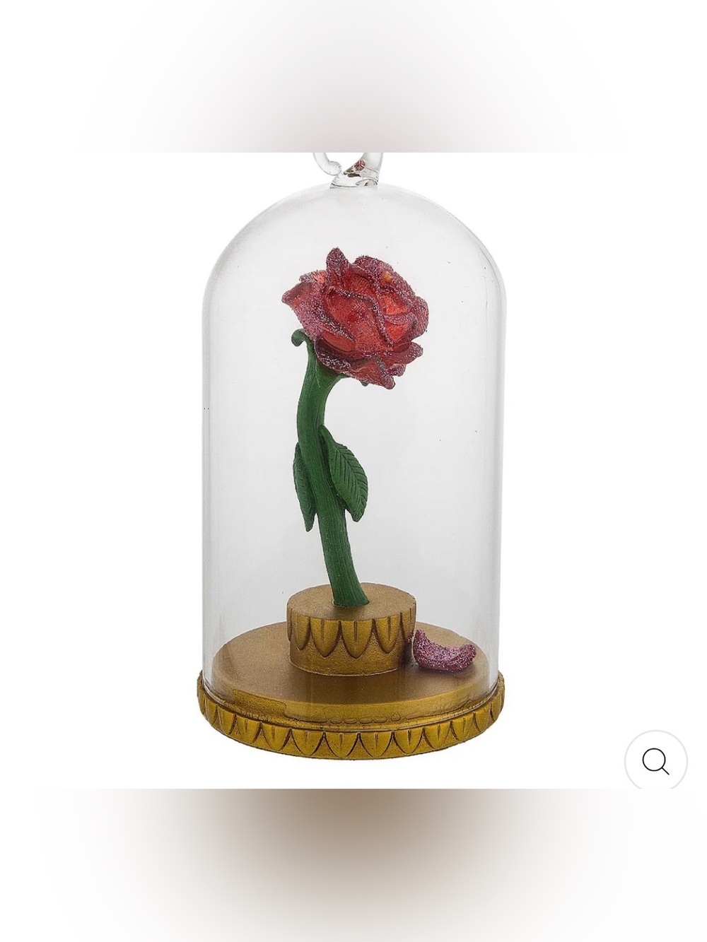 DISNEY PARKS BEAUTY AND THE BEAST ROSE IN GLASS LIGHT-UP ORNAMENT